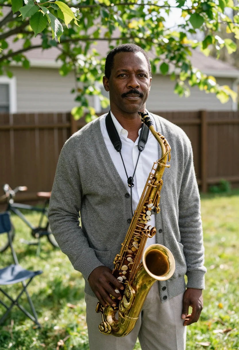 AI coltrane sample — portrait of a man, close half-length portrait of a Black man