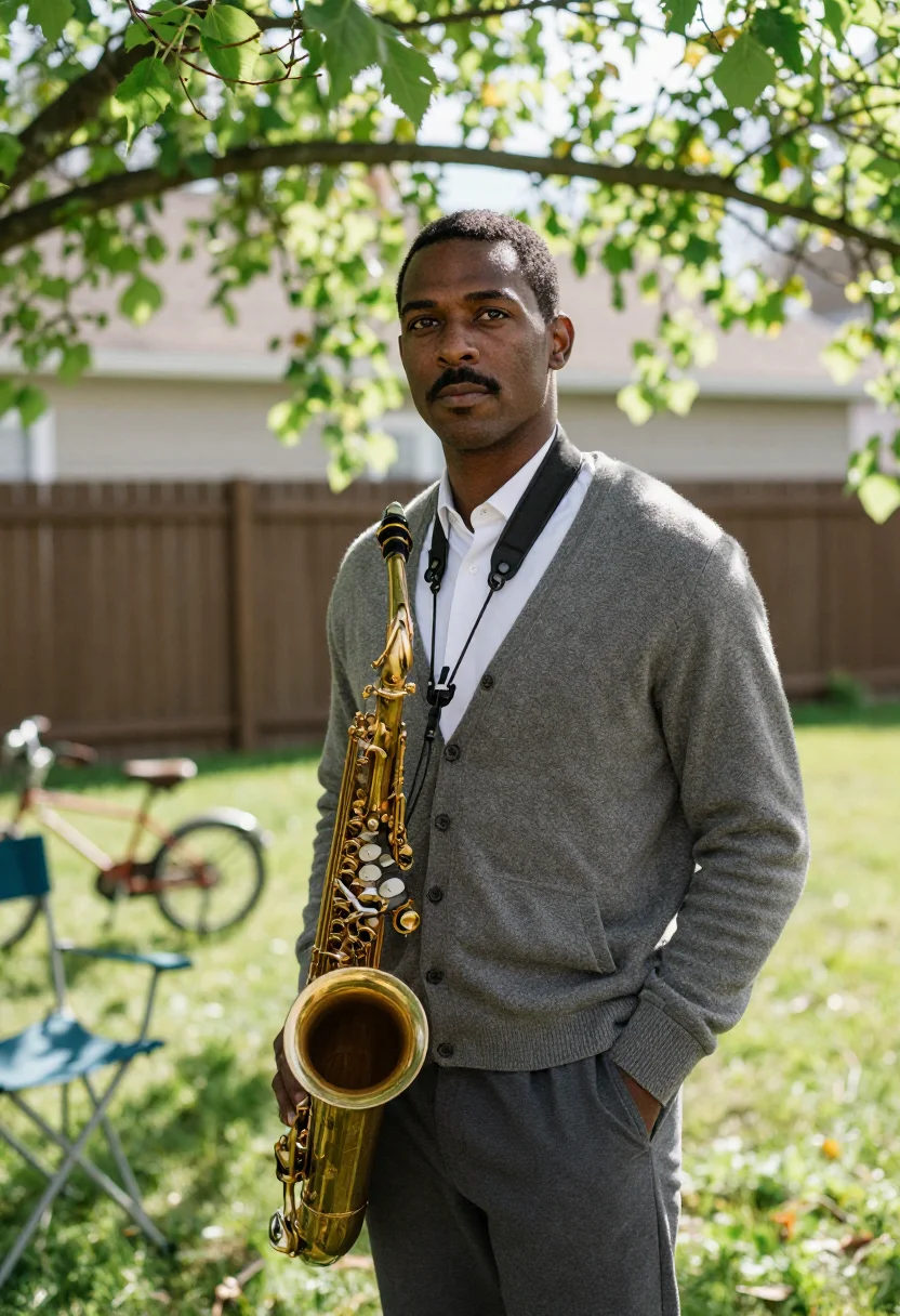 AI coltrane sample — portrait of a man, half-length portrait of a Black man of Af