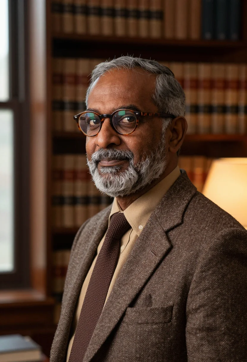 AI columbia professor morningside brown sample — portrait of a man, tight head-and-shoulders portrait of an I