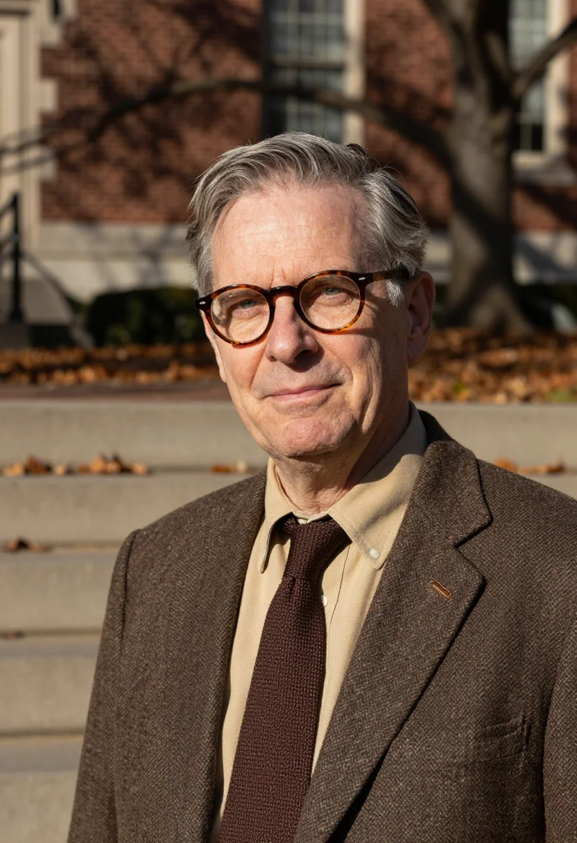 AI columbia professor morningside brown sample — portrait of a man, tight head-and-shoulders portrait of an A