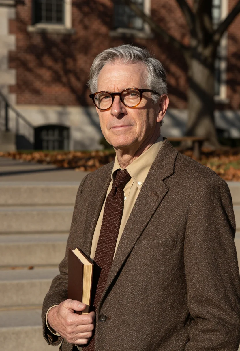 AI columbia professor morningside brown sample — portrait of a man, upper-body portrait of an American man of