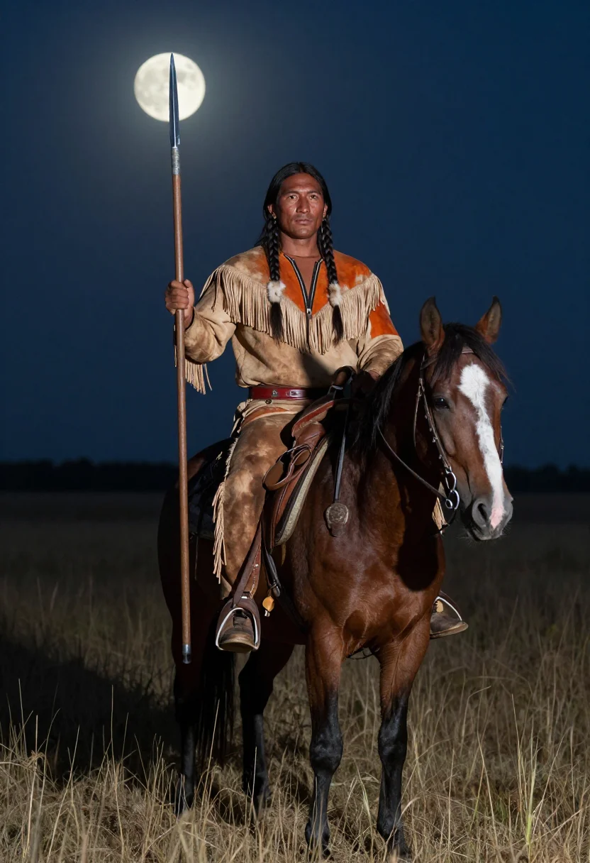 AI comanche moon sample — portrait of a man, half-length portrait of a Comanche man wi