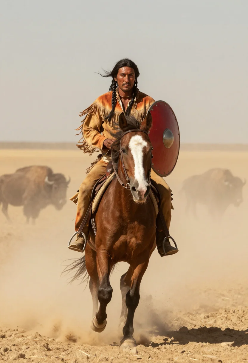 AI comanche moon sample — portrait of a man, half-length portrait of a Comanche man wi