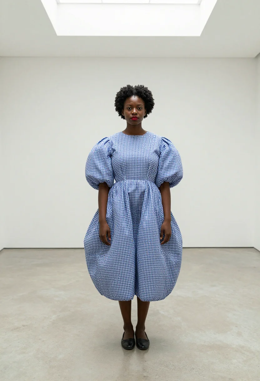 AI comme des garcons sample — portrait of a woman, full-length portrait of an African-Amer