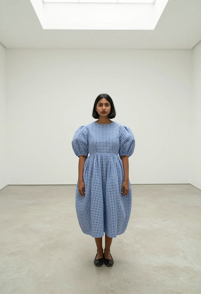 AI comme des garcons sample — portrait of a woman, wide full-length portrait of a South-As