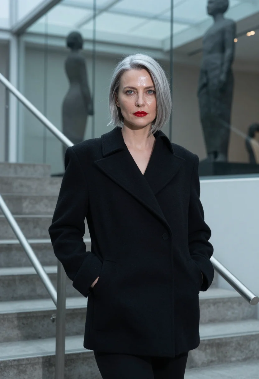 AI comme des garcons sample — portrait of a woman, half-length portrait of a Western-Europ