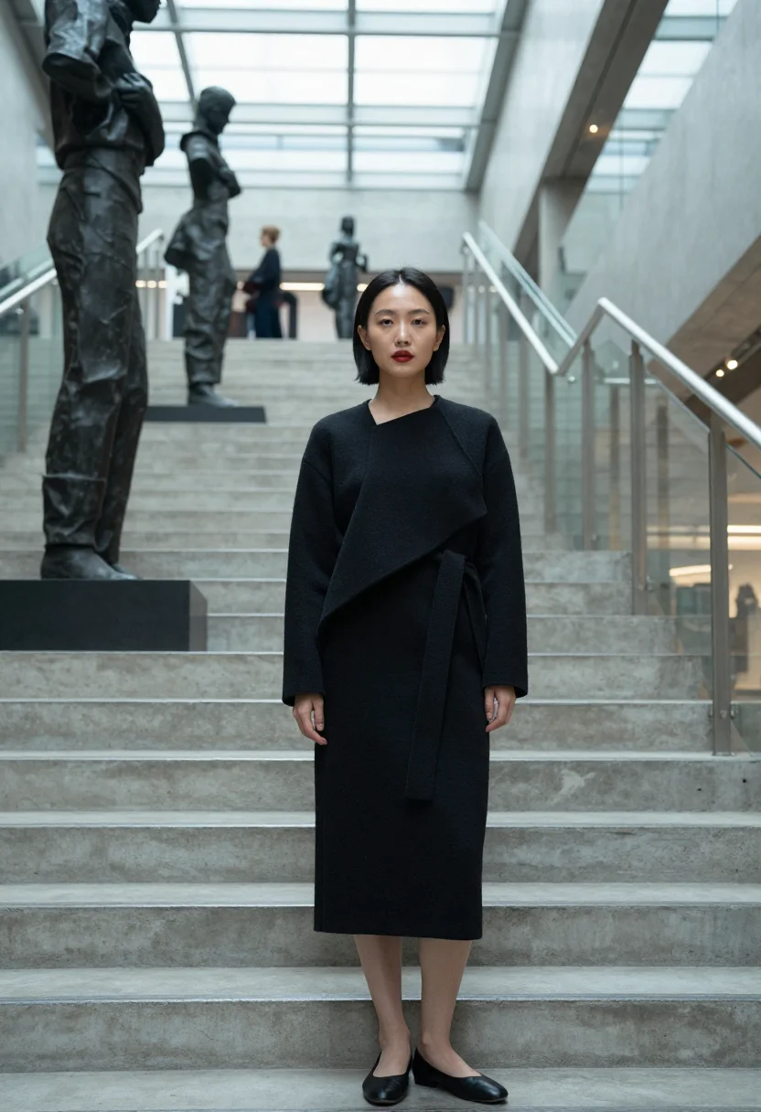 AI comme des garcons sample — portrait of a woman, wide full-length portrait of an East-As