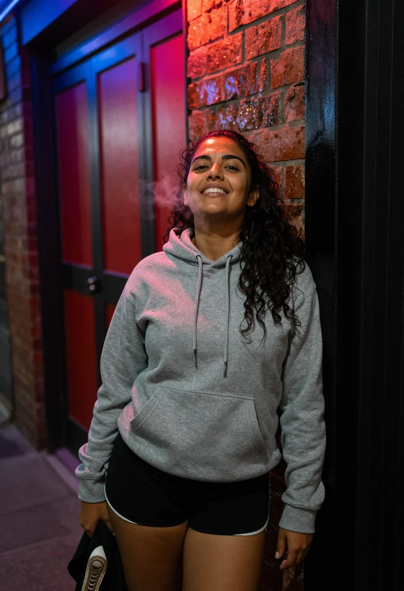 AI concert night sample — candid photograph of a woman, mid-twenties and of Colombian