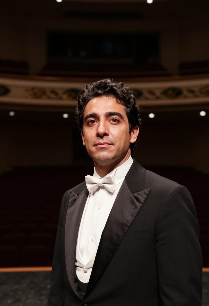 AI concert pianist black tails sample — portrait of a man, framed tight, head and shoulders, the bod