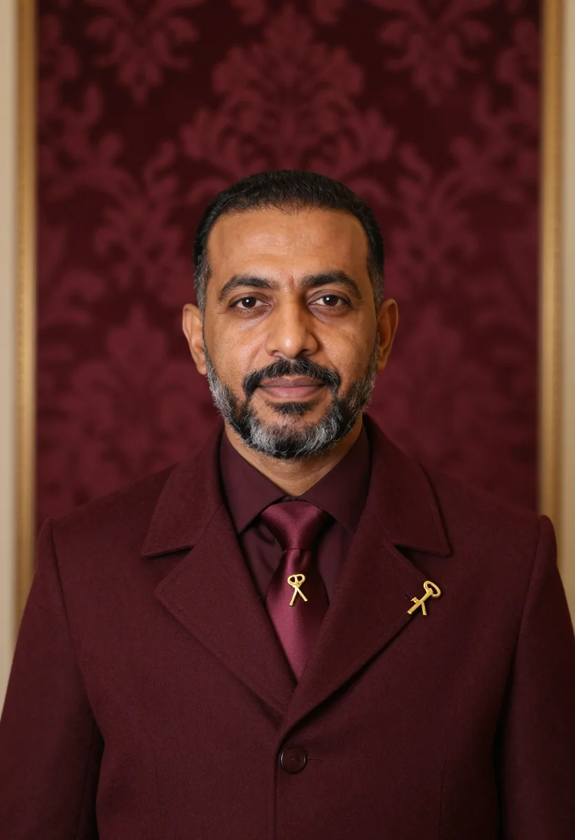AI concierge lobby bordeaux sample — portrait of a man, framed head and shoulders, tighter, the b