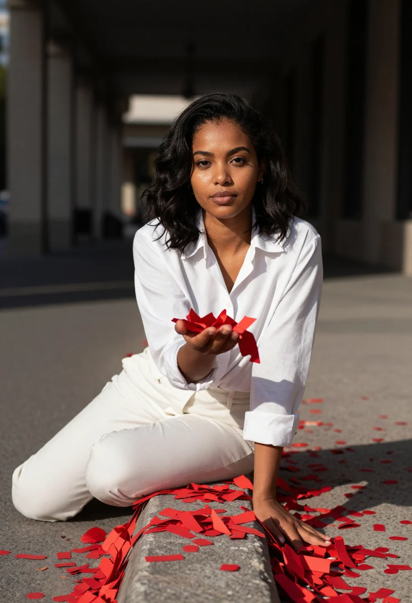 AI confetti sample — portrait of a woman, half-length portrait of a woman in her