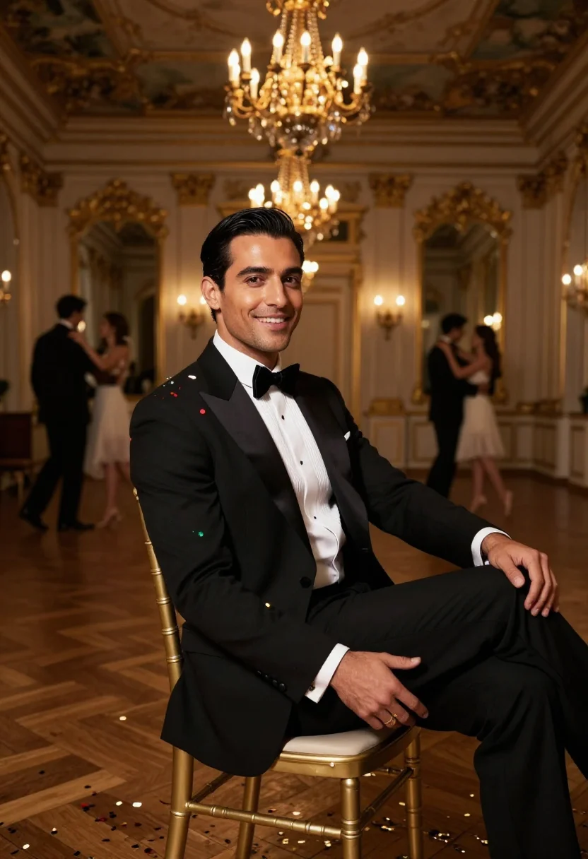 AI copacabana palace sample — portrait of a man, around thirty-five, with tan skin, dark b