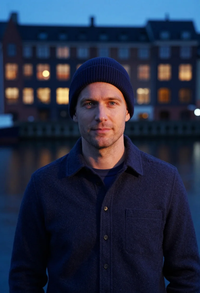 AI copenhagen ink sample — portrait of a man, framed head and shoulders, tighter, the b