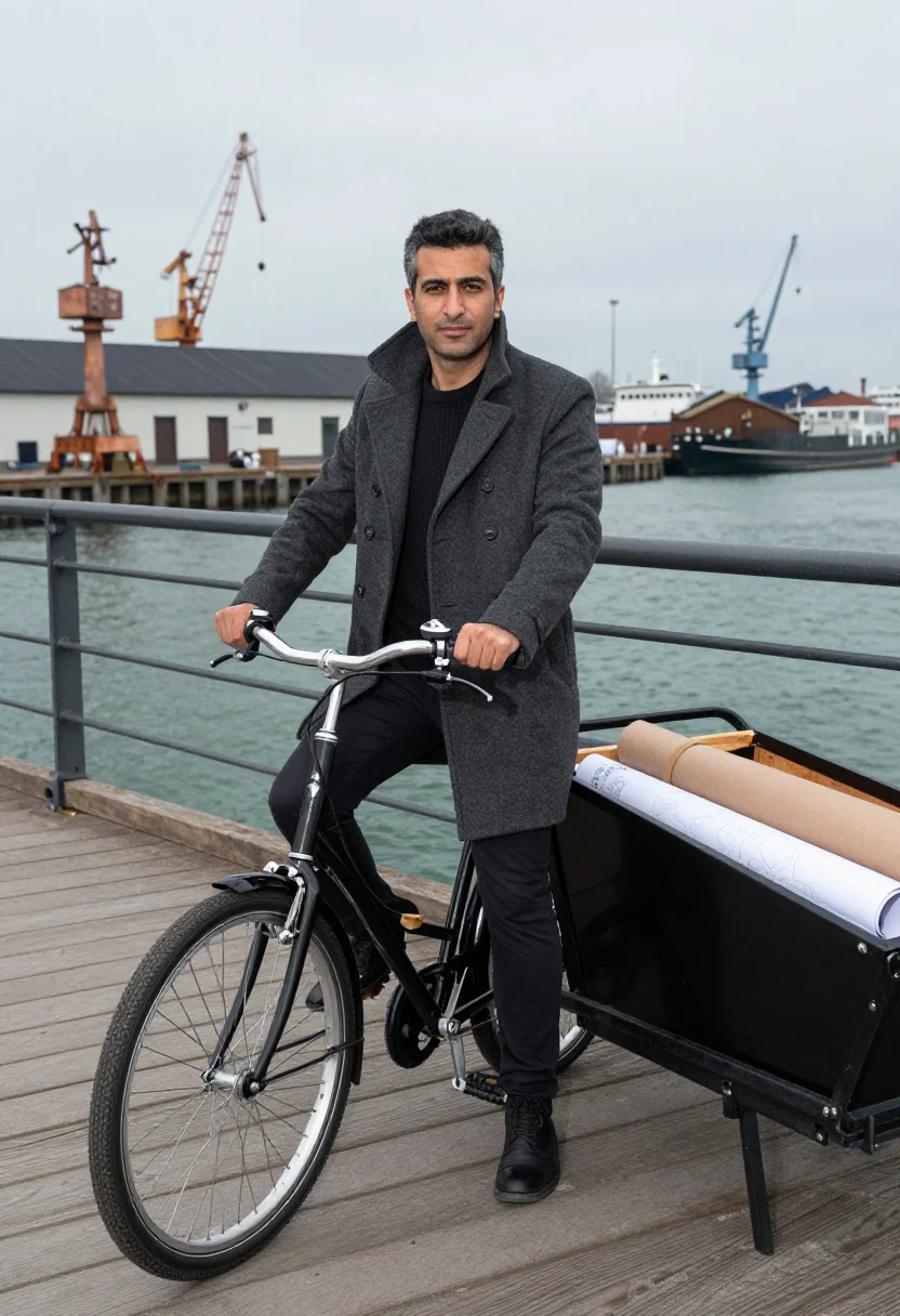 AI copenhagen tegnestue sample — portrait of a man, full-length portrait of an Iranian-Danish