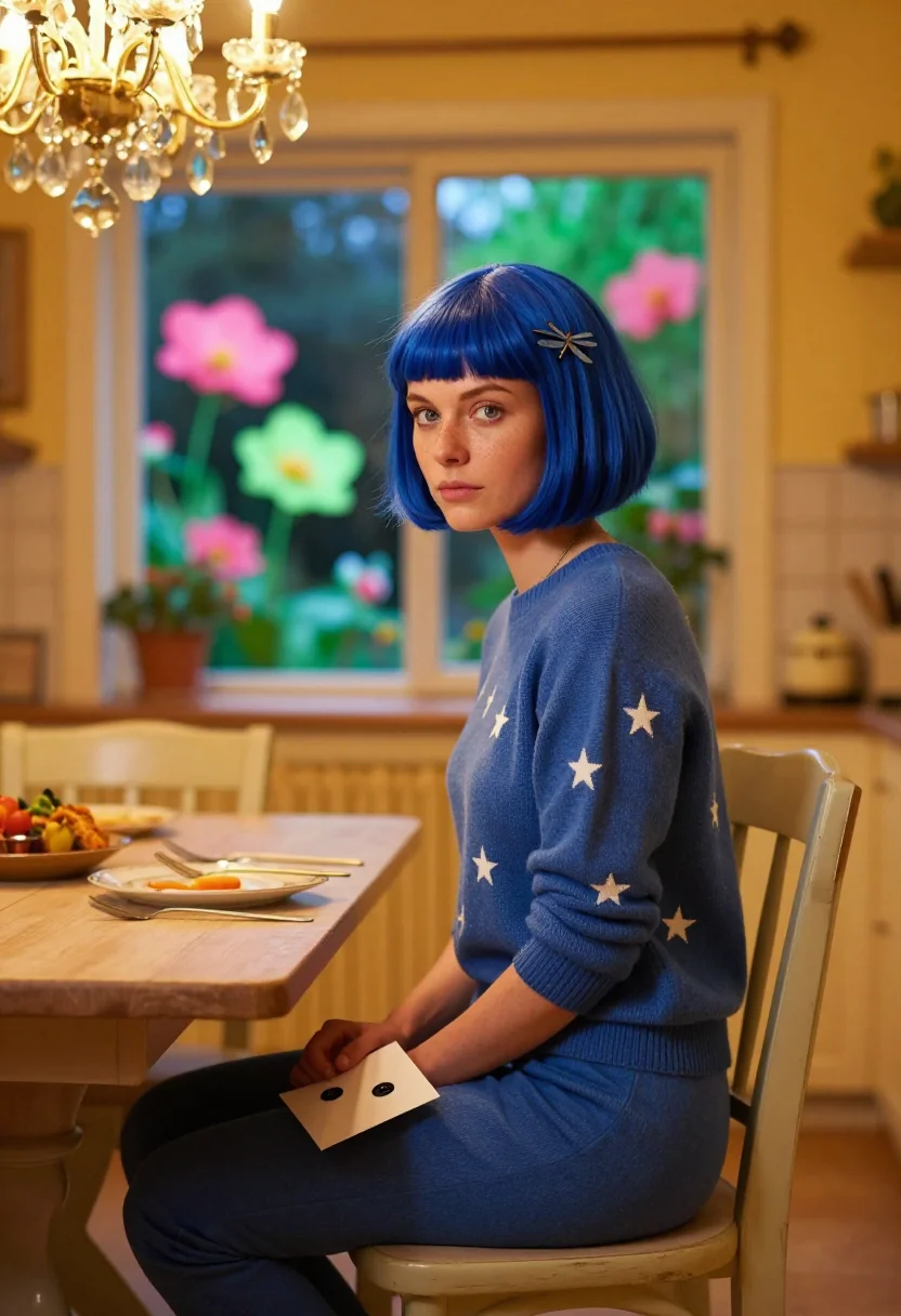 AI coraline sample — portrait of a woman, three-quarter-length portrait of a West