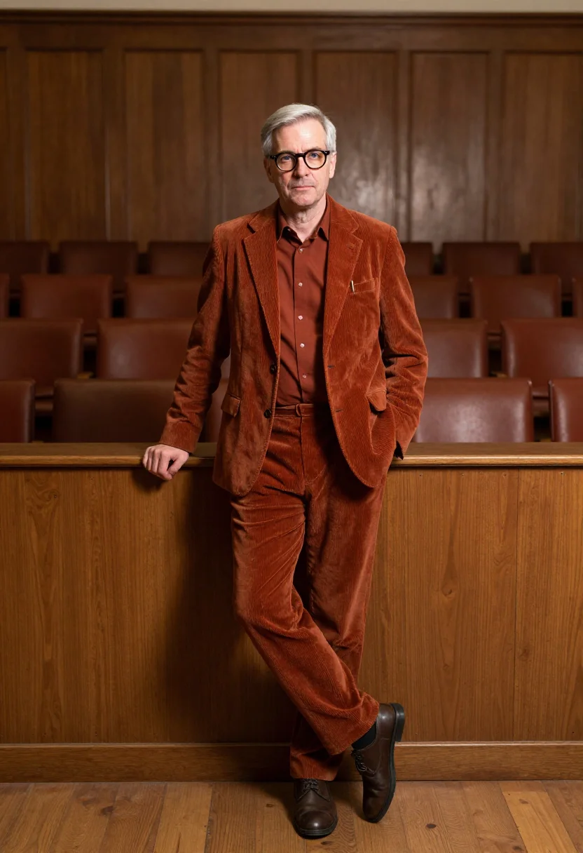 AI corduroy rust sample — portrait of a man, full-length standing portrait of a Wester