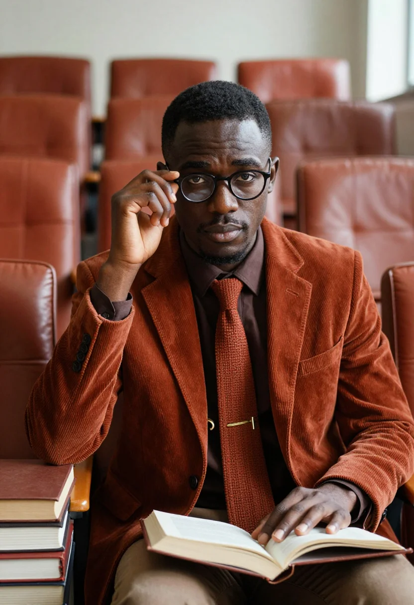 AI corduroy rust sample — portrait of a man, chest-up portrait of a Black man in his t