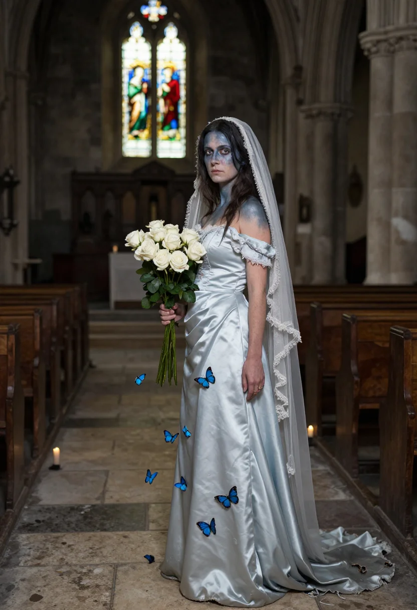 AI corpse bride sample — portrait of a woman, three-quarter-length portrait of a West