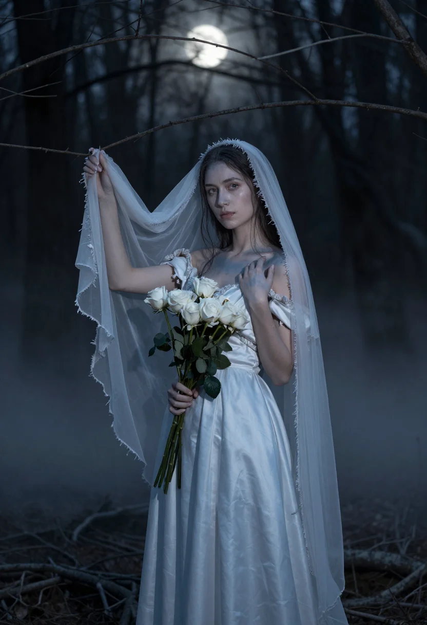 AI corpse bride sample — portrait of a woman, close half-length portrait of a Western