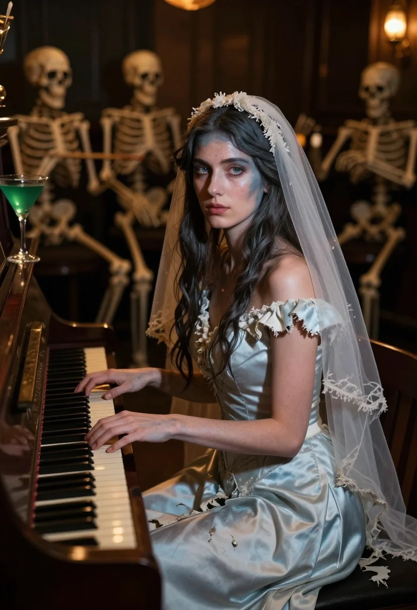 AI corpse bride sample — portrait of a woman, close half-length portrait of a Western