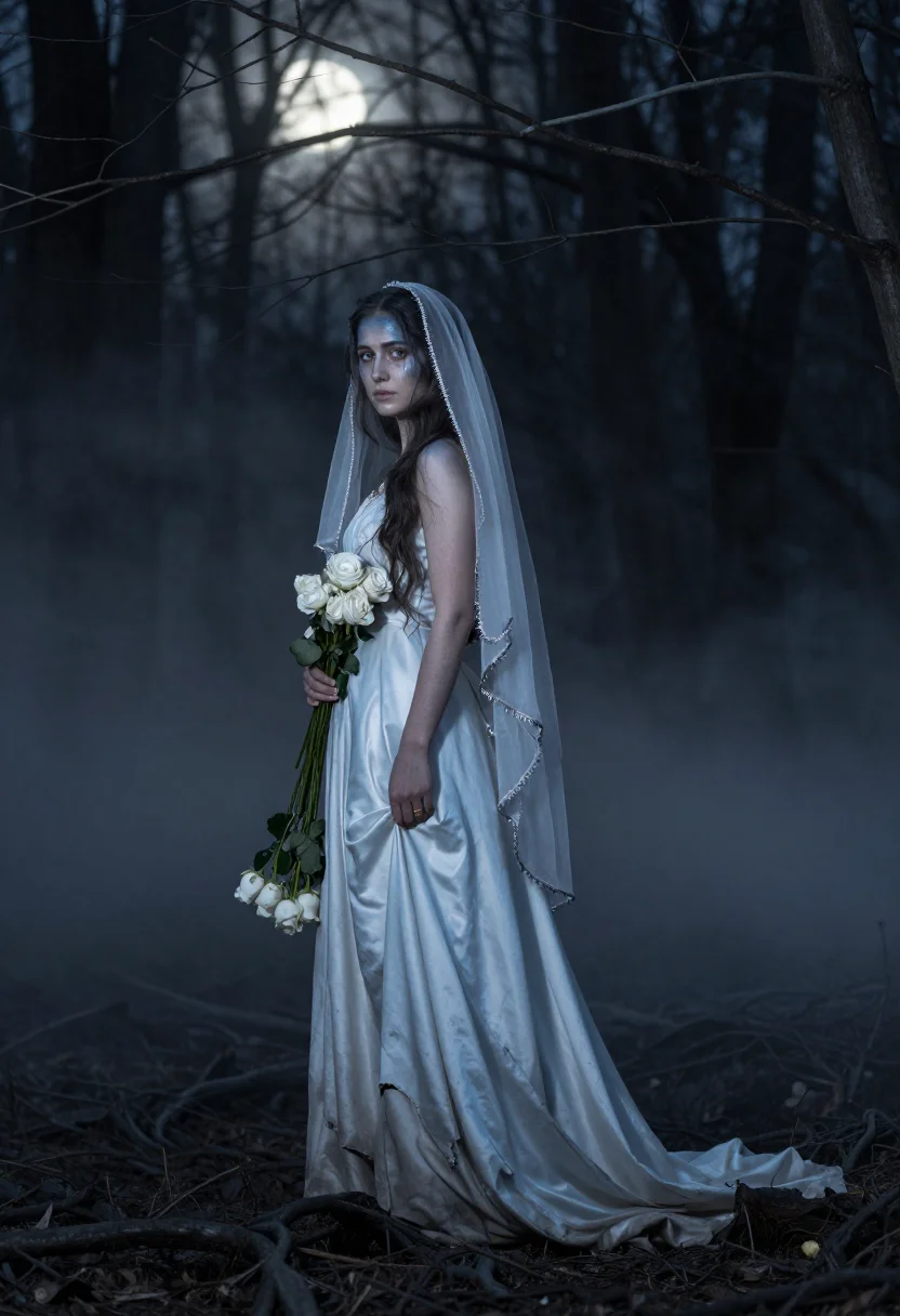AI corpse bride sample — portrait of a woman, three-quarter-length portrait of a West