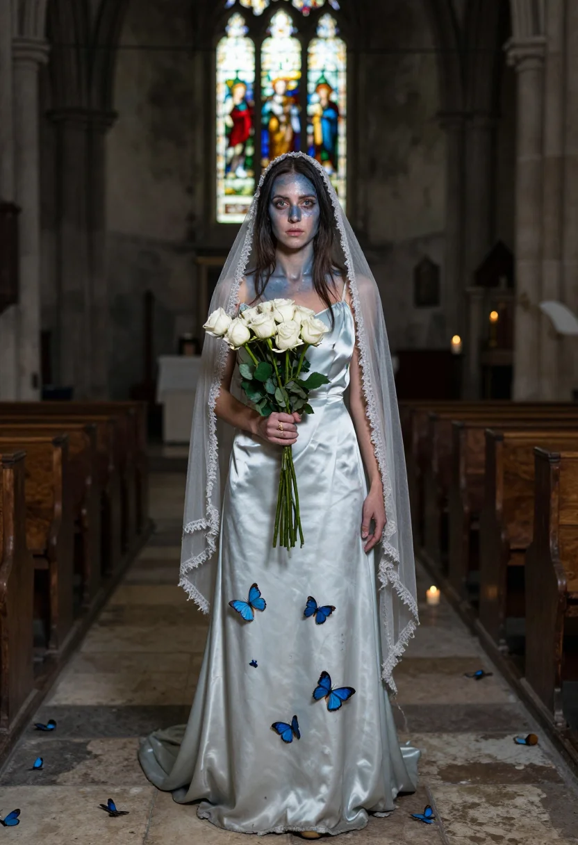 AI corpse bride sample — portrait of a woman, half-length portrait of a Western-Europ
