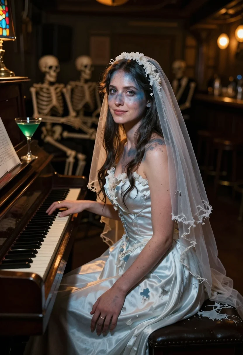 AI corpse bride sample — portrait of a woman, three-quarter-length portrait of a West