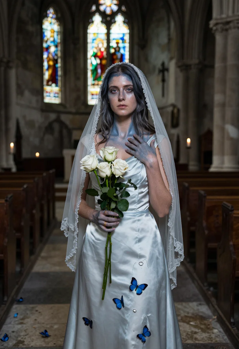 AI corpse bride sample — portrait of a woman, close half-length portrait of a Western