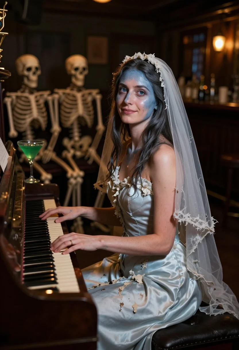 AI corpse bride sample — portrait of a woman, half-length portrait of a Western-Europ