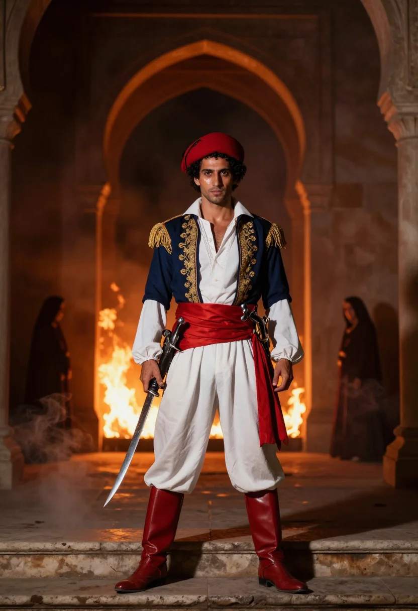 AI corsair sample — portrait of a man, full-length portrait of a Mediterranean m