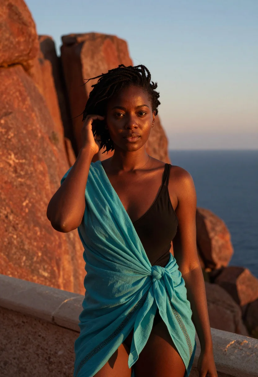 AI corsica sample — portrait of a woman, chest-up portrait of a Black woman with