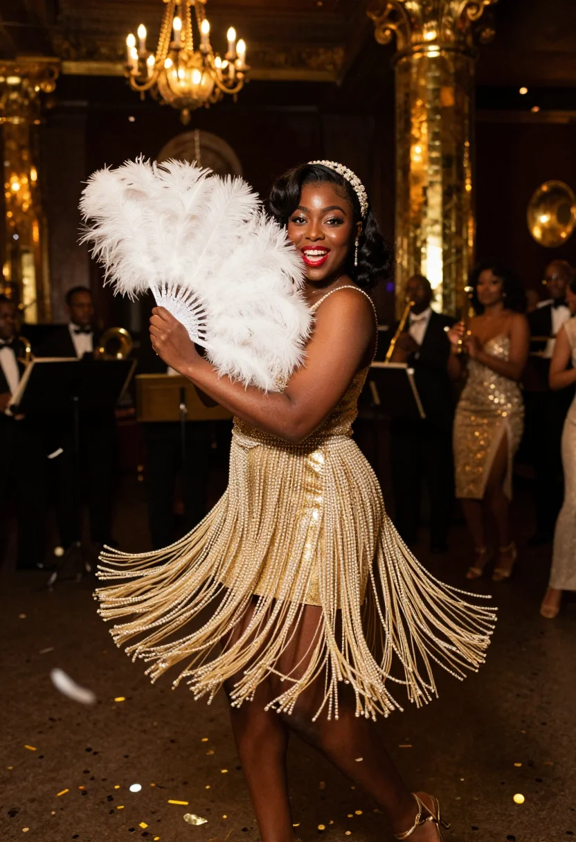 AI cotton club nye sample — portrait of a woman, a three-quarter-length eye-level photog