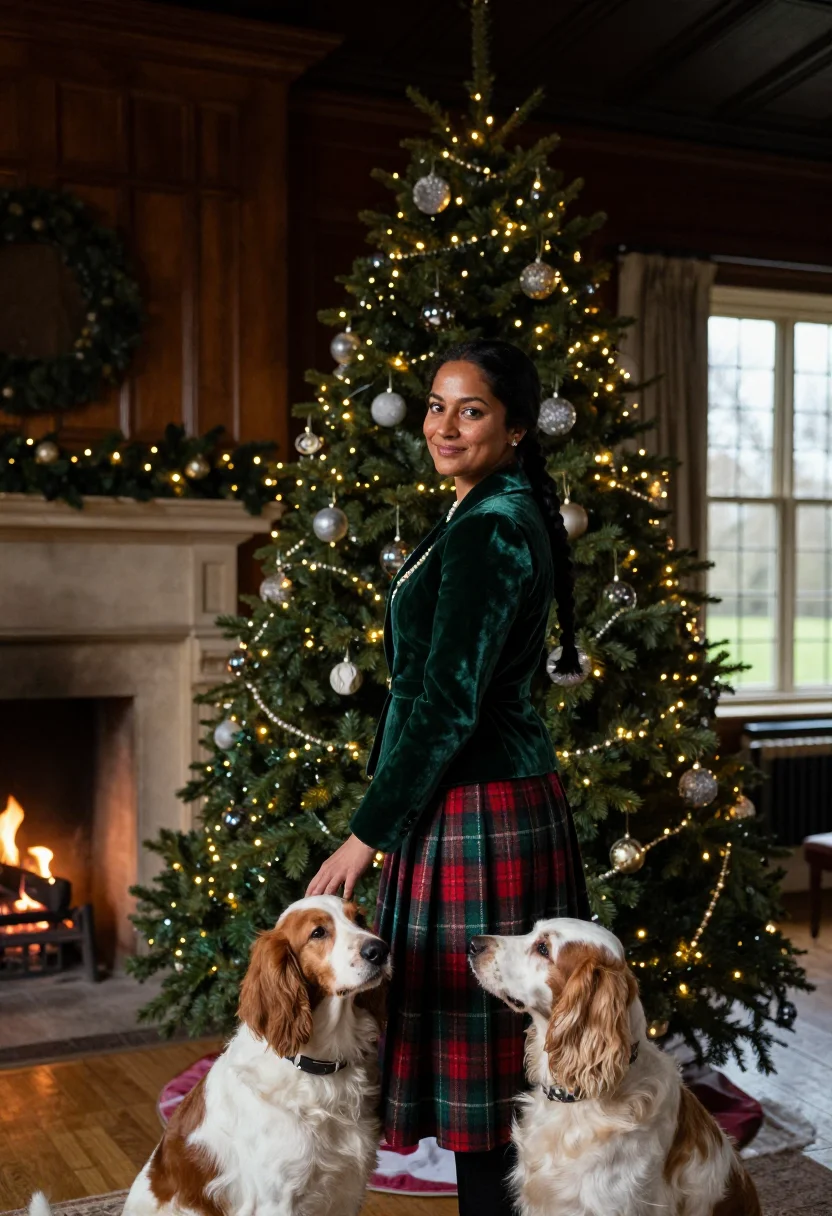 AI country house christmas sample — portrait of a woman, three-quarter-length portrait of a woma