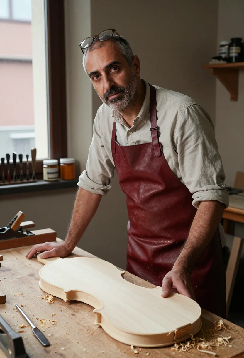 AI cremona luthier sample — portrait of a man, half-length portrait of an Italian man in