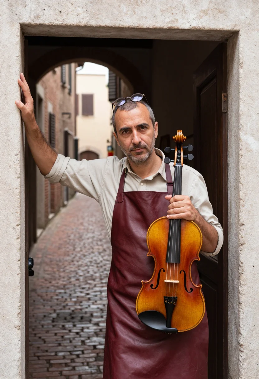 AI cremona luthier sample — portrait of a man, half-length portrait of an Italian man in