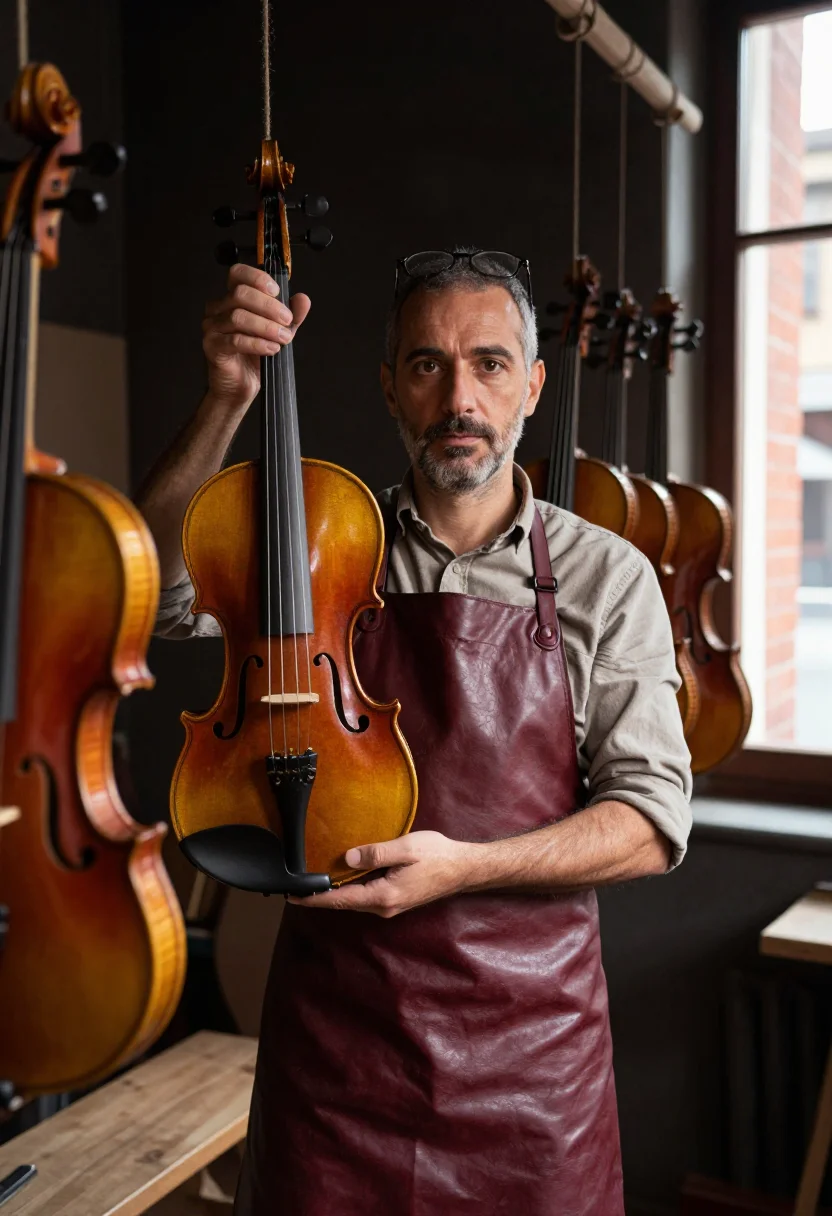 AI cremona luthier sample — portrait of a man, three-quarter-length portrait of an Itali