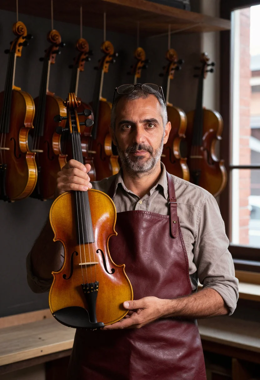 AI cremona luthier sample — portrait of a man, chest-up portrait of an Italian man in hi