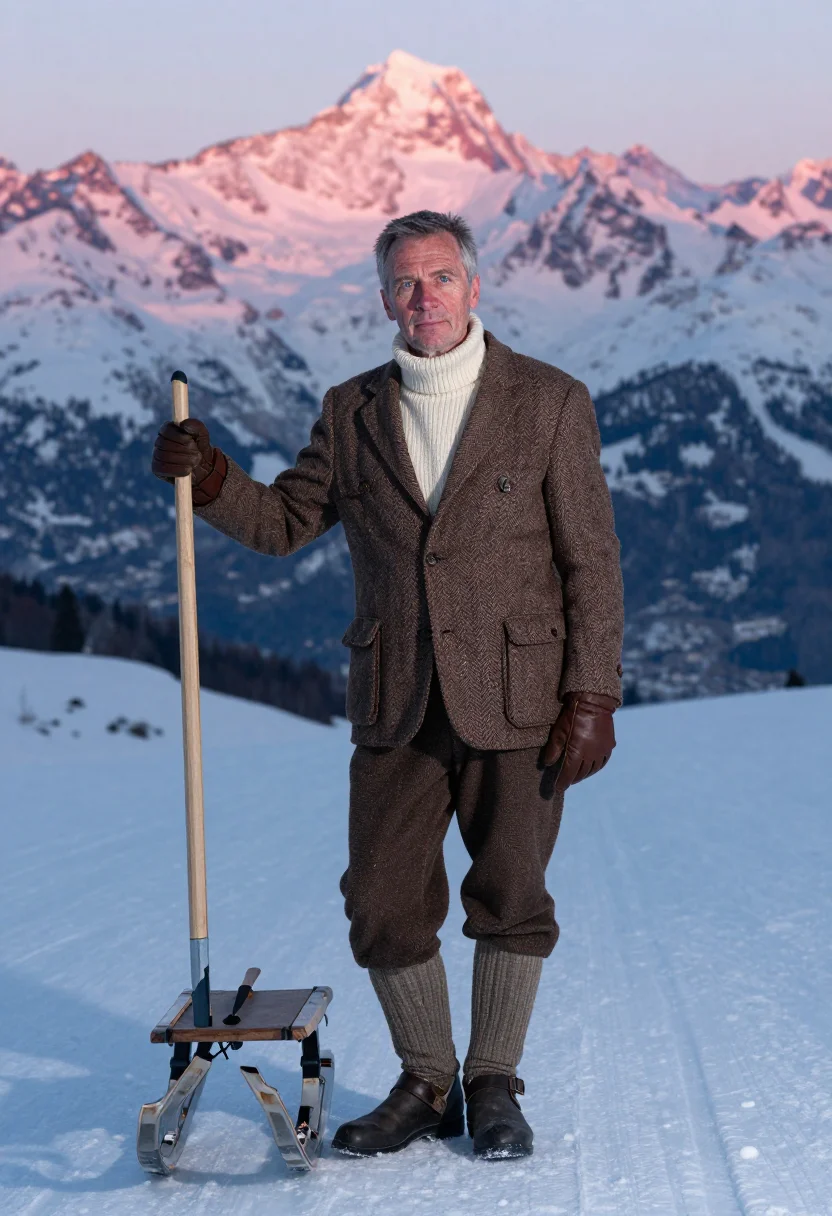 AI cresta run christmas sample — portrait of a man, waist-up portrait of a Western-European m