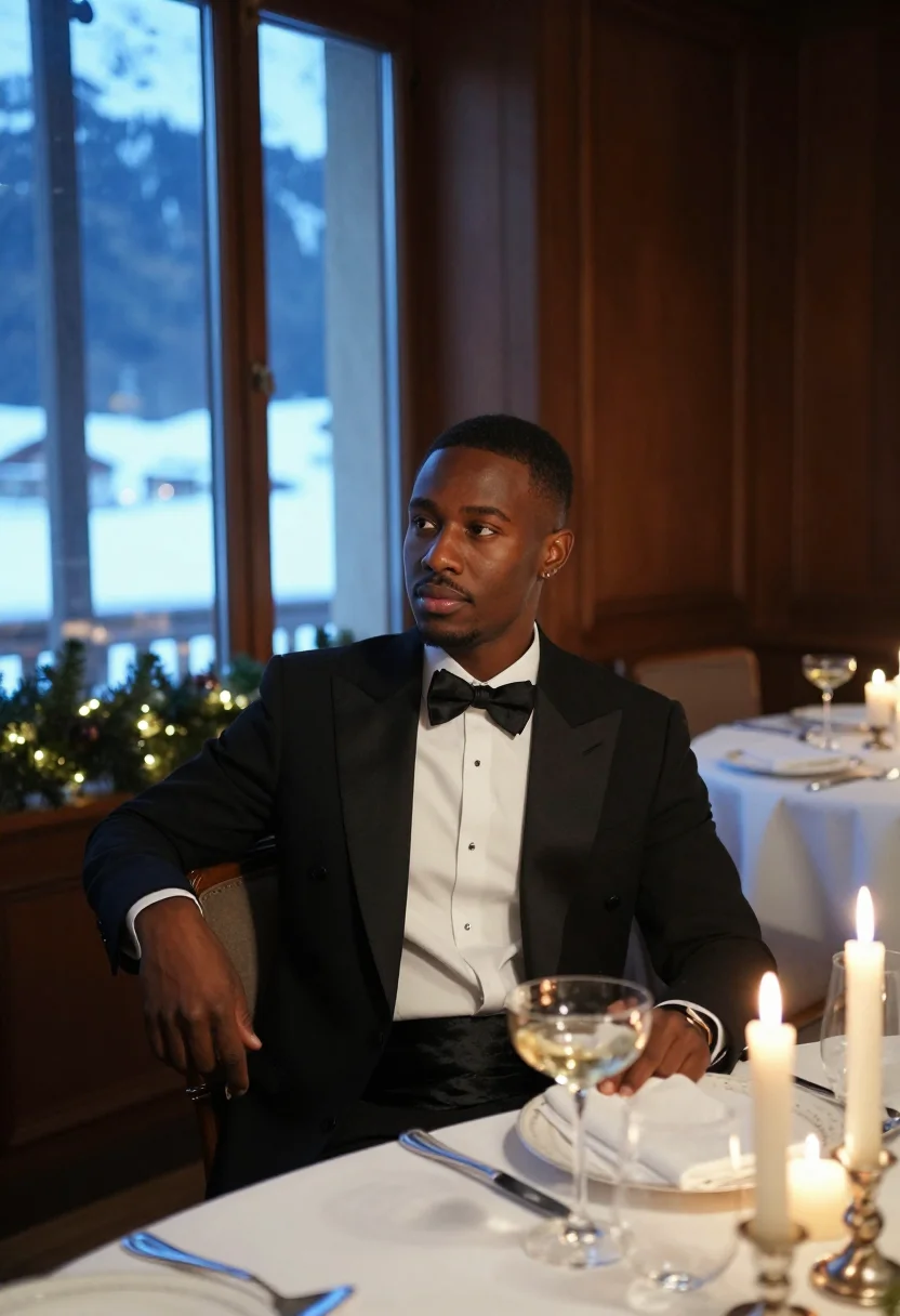 AI cresta run christmas sample — portrait of a man, waist-up portrait of a Black British man