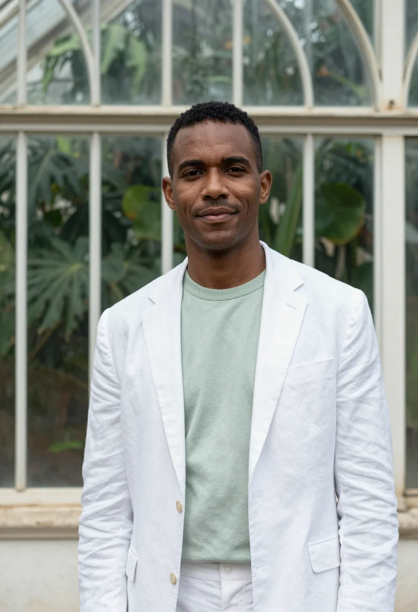 AI curitiba urban planner glass greenhouse sample — portrait of a man, an Afro-Brazilian urban planner in his mi