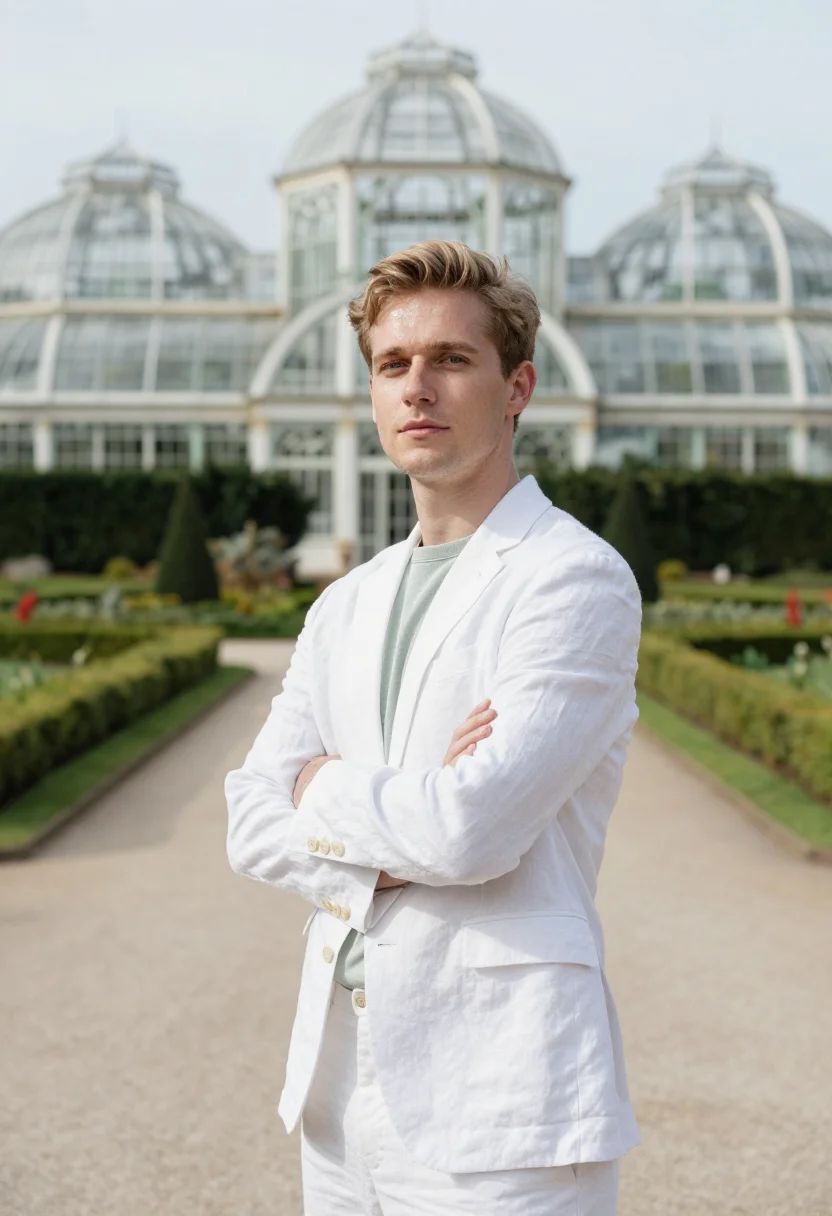 AI curitiba urban planner glass greenhouse sample — portrait of a man, a Brazilian urban planner of German desce