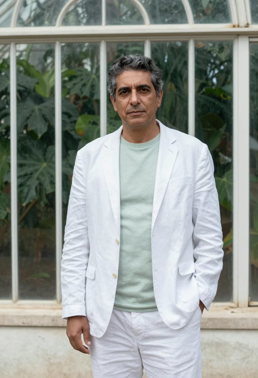 AI curitiba urban planner glass greenhouse sample — portrait of a man, a Brazilian urban planner of Italian desc