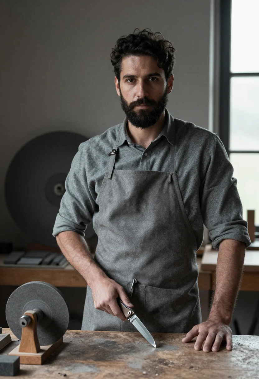 AI cutler thiers steel grey sample — portrait of a man, framed half-length, cropped at the hips,