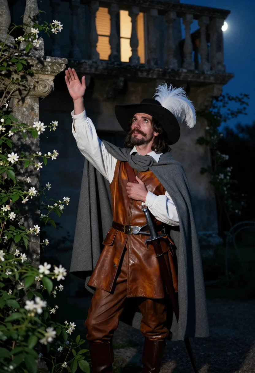 AI cyrano sample — portrait of a man, three-quarter-length portrait of a man of