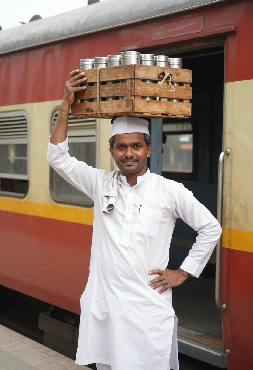 AI dabbawala sample — portrait of a man, half-length portrait of a Marathi man in