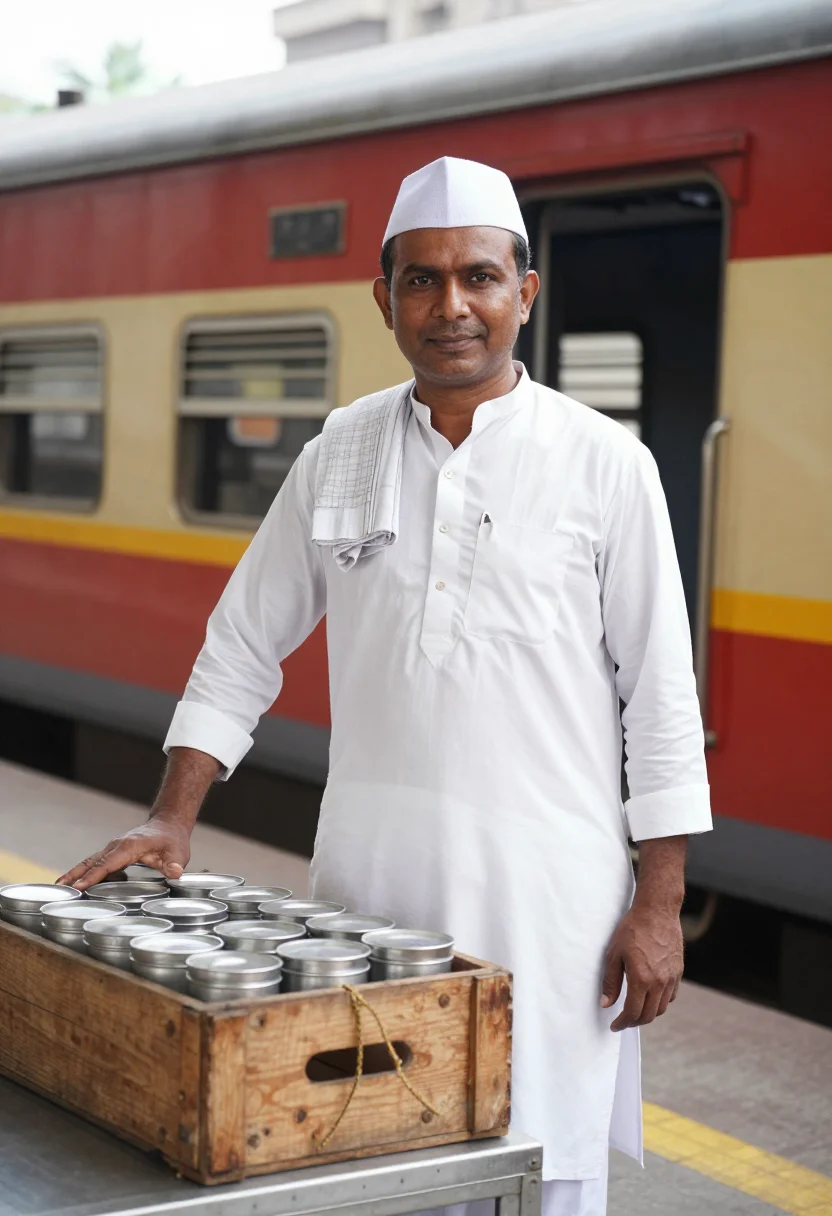 AI dabbawala sample — portrait of a man, chest-up portrait of a Marathi man in his