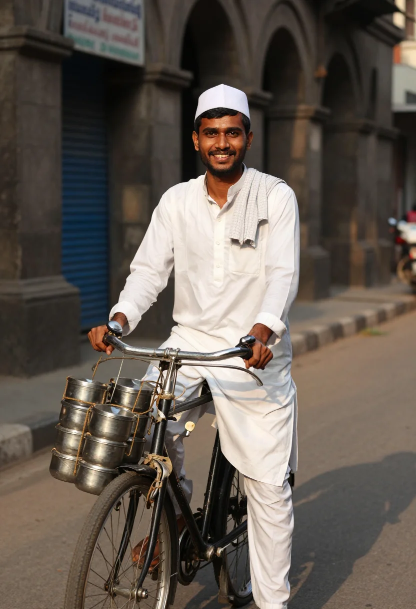 AI dabbawala sample — portrait of a man, three-quarter-length portrait of a Mahara