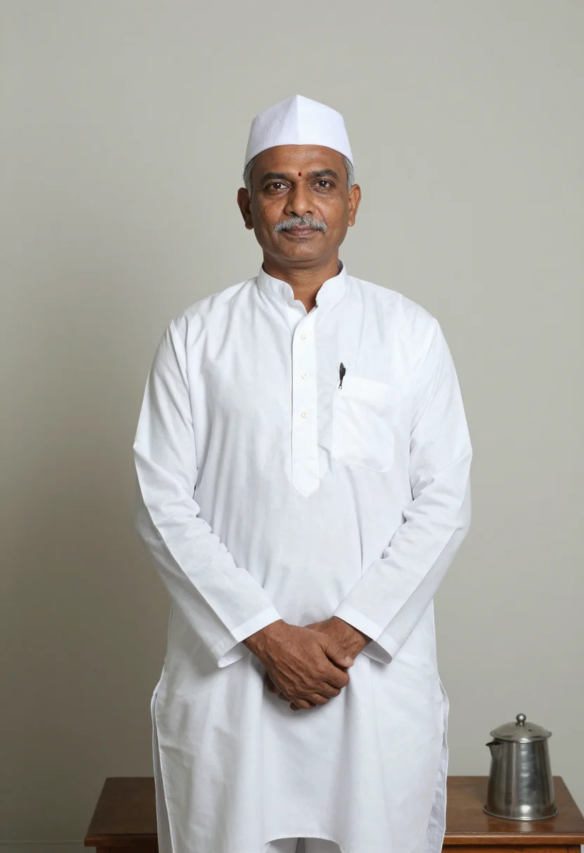 AI dabbawala sample — portrait of a man, half-length portrait of a Marathi man in