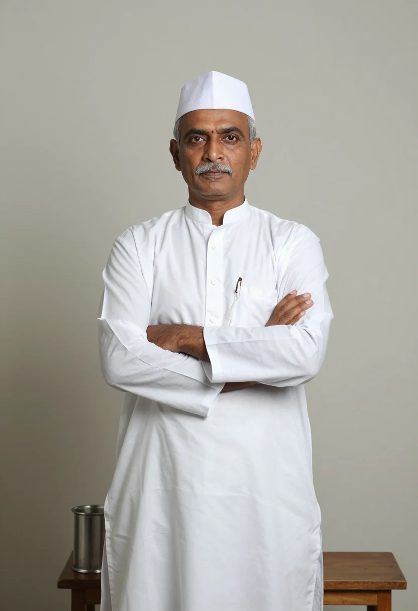 AI dabbawala sample — portrait of a man, three-quarter-length portrait of a Marath