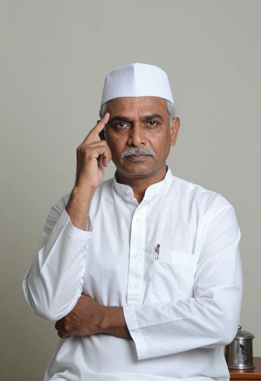 AI dabbawala sample — portrait of a man, chest-up portrait of a Marathi man in his